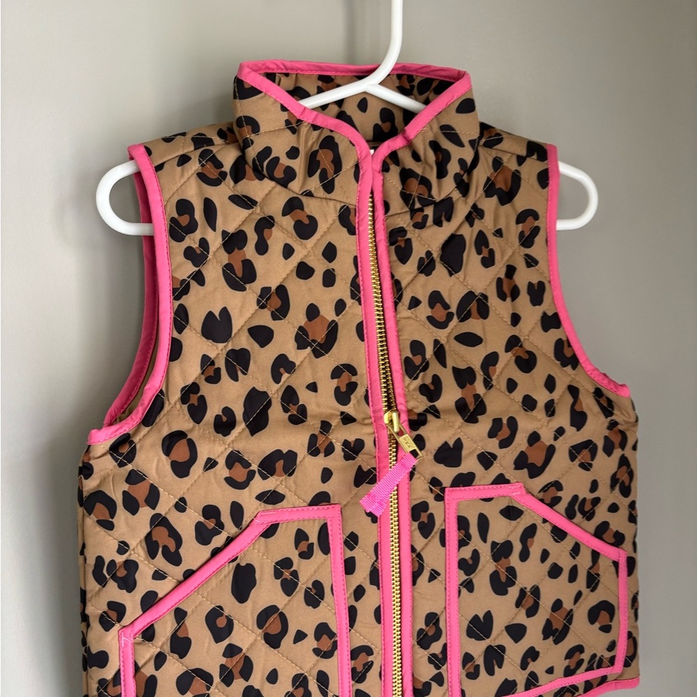 Crewcuts Pink and Brown Quilted Animal Print Vest